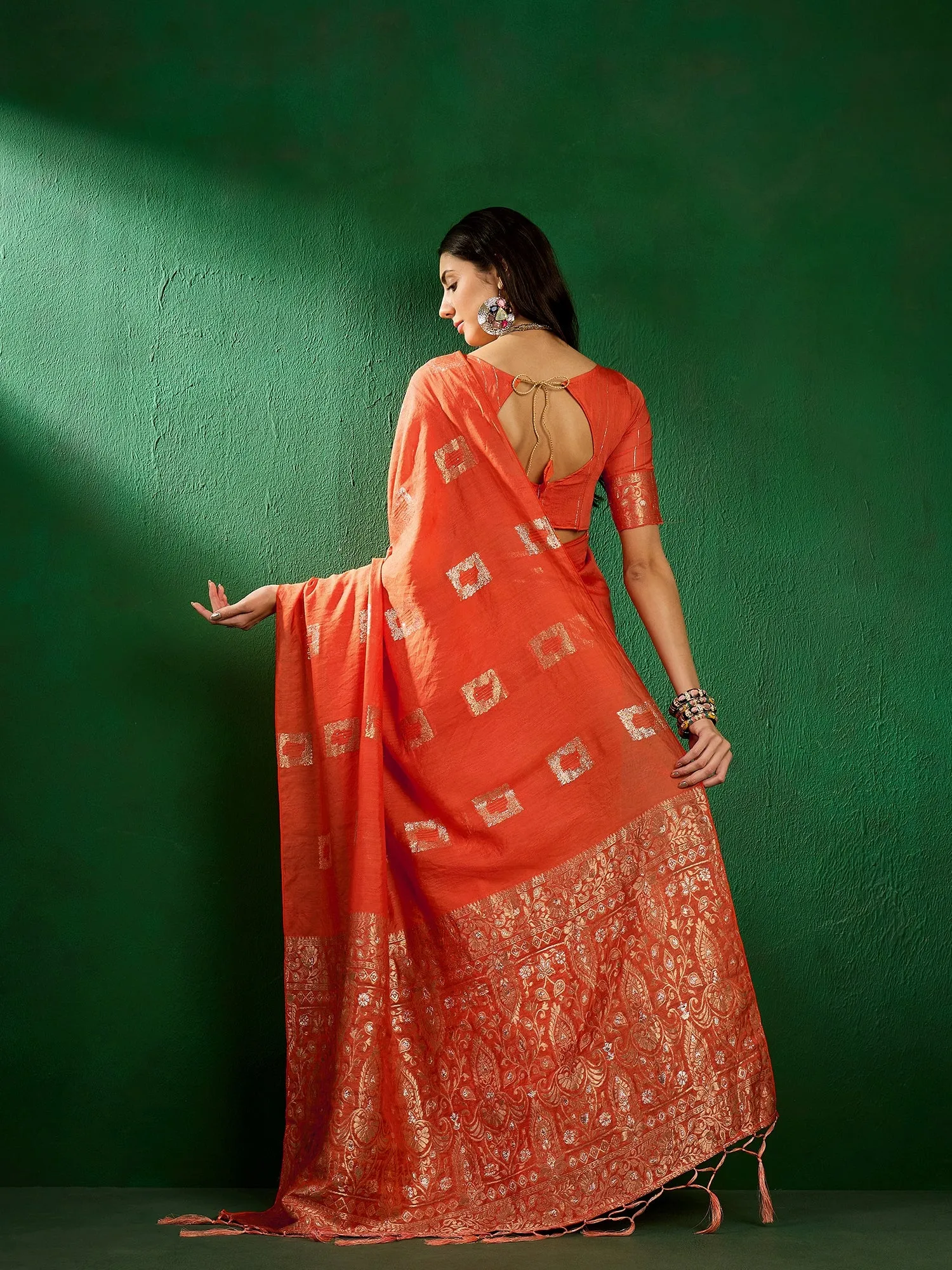 Women Party Wear Cotton Saree With Un Stitched Blouse