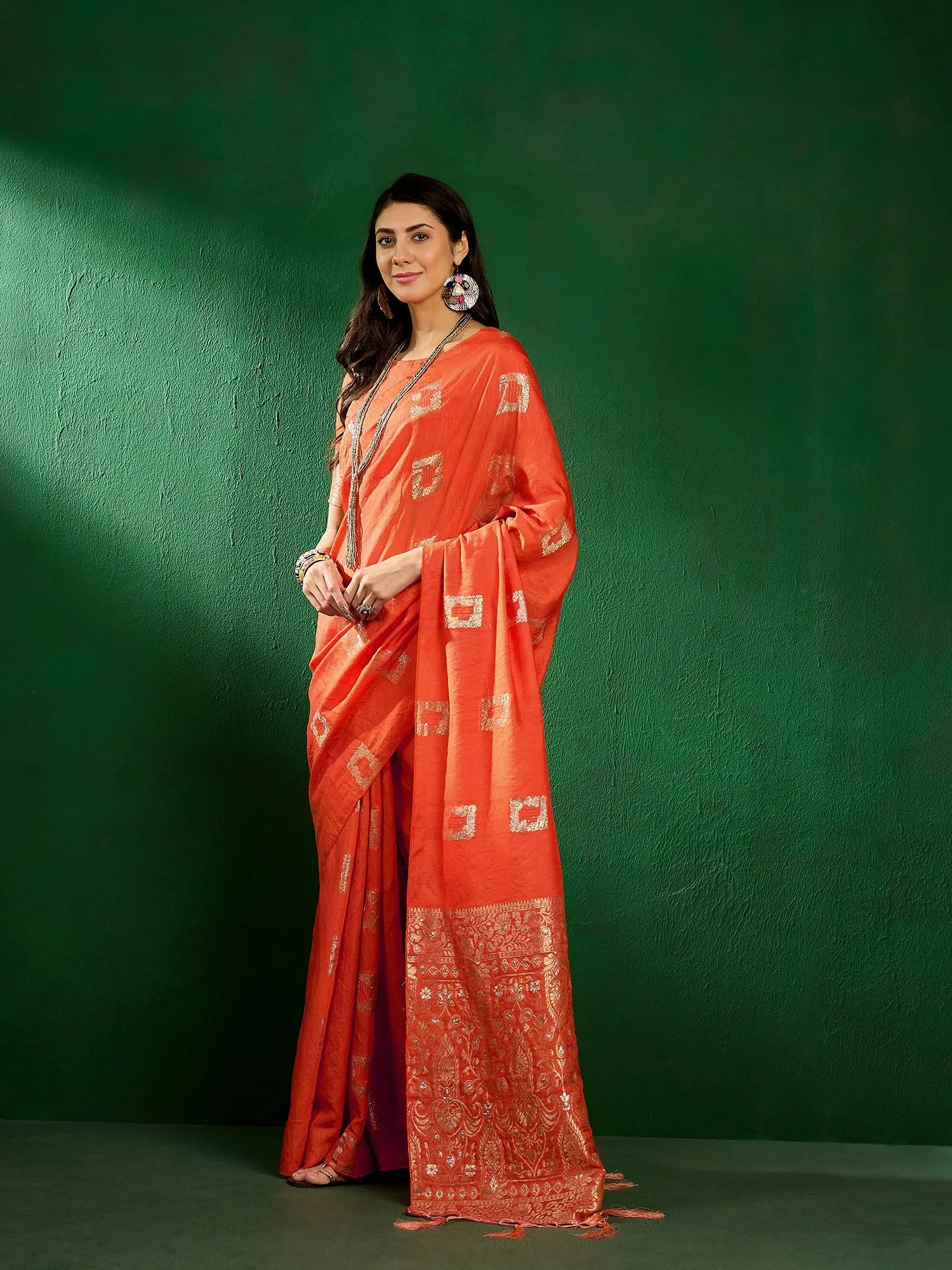 Women Party Wear Cotton Saree With Un Stitched Blouse