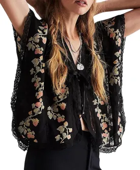 Women Ruffle Lace Trim Top Y2k Short Sleeve Flowy Button Blouse Boho Eyelet Babydoll Tops Coquette