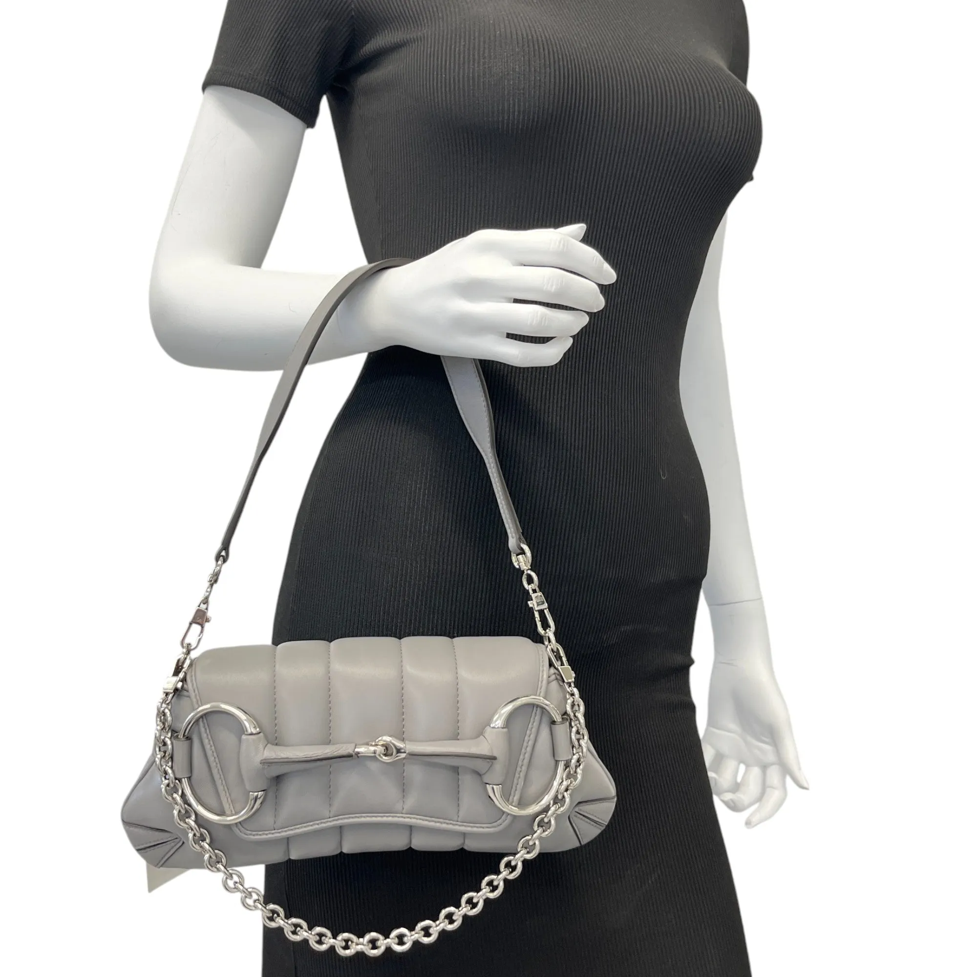 Women's Horsebit Chain Small Handbag Grey
