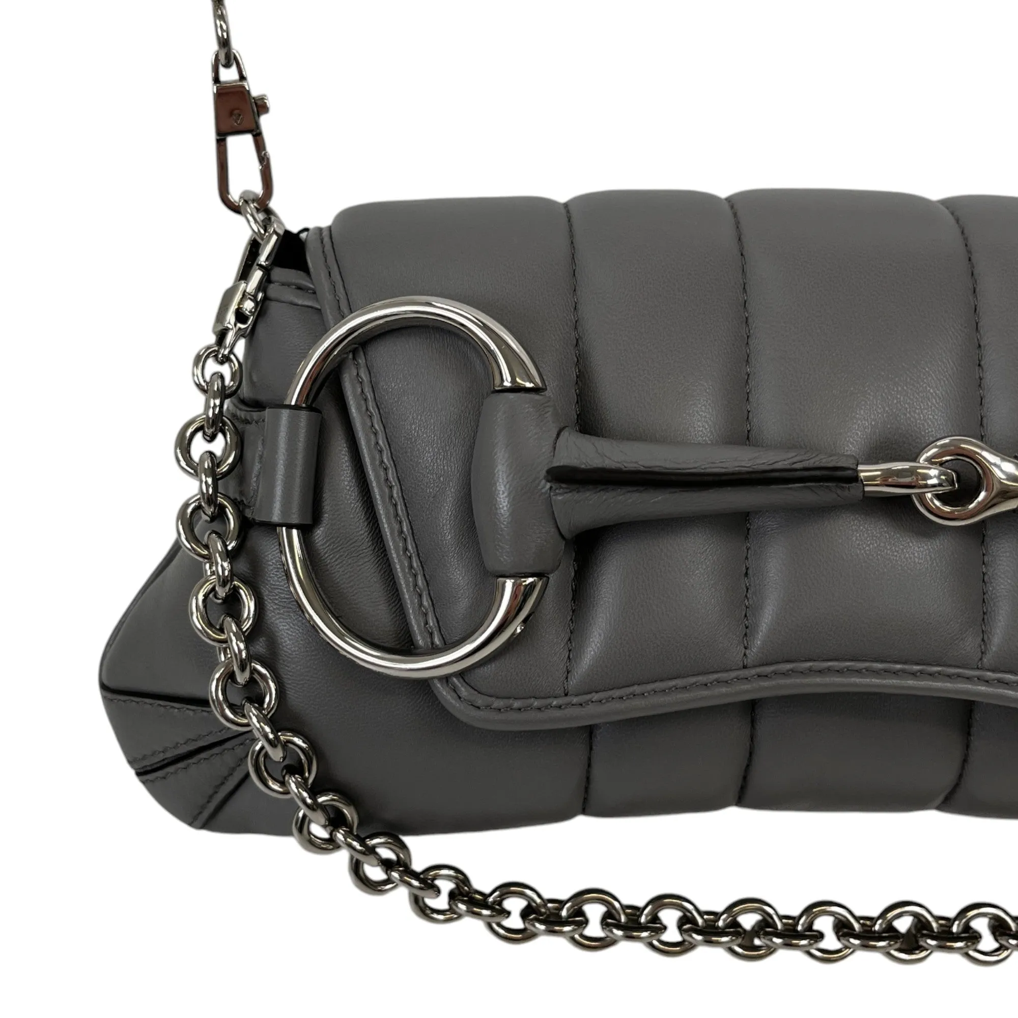 Women's Horsebit Chain Small Handbag Grey