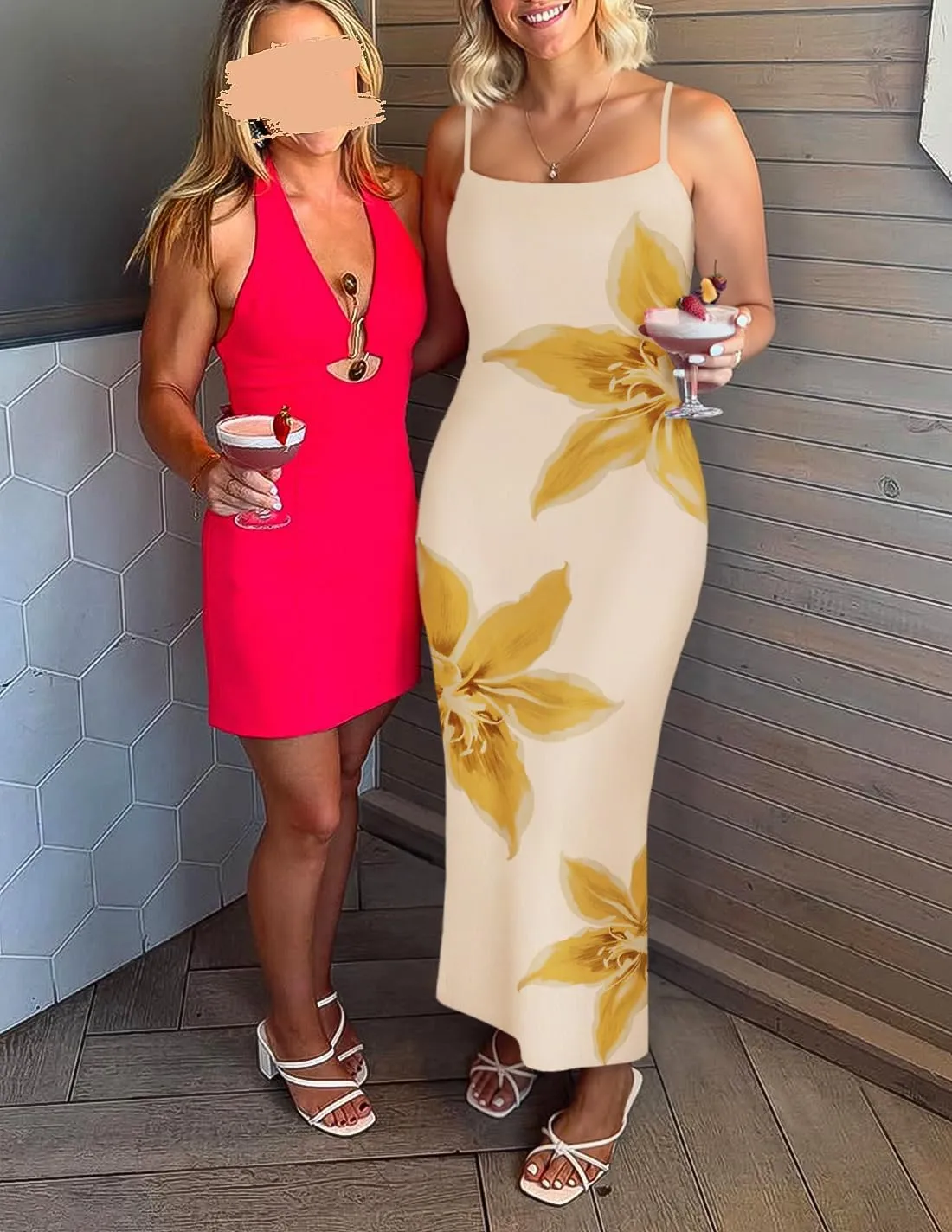 ZESICA Womens Summer Bodycon Maxi Dresses 2025 Floral Spaghetti Strap Square Neck Sleeveless Boho Beach Long Dresses